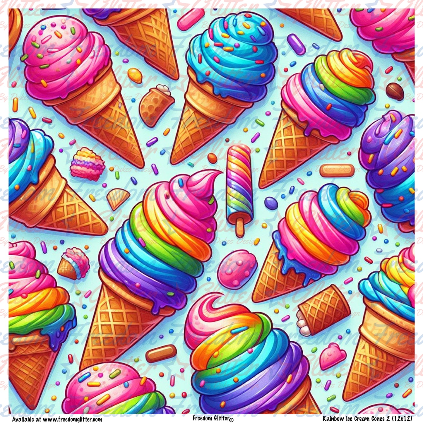 Rainbow Ice Cream Cones 2 (Printed Vinyl)