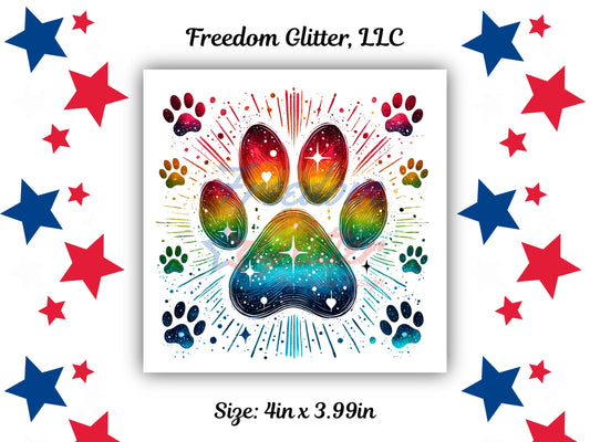 Rainbow Paw Prints 12 Decal (UVDTF)