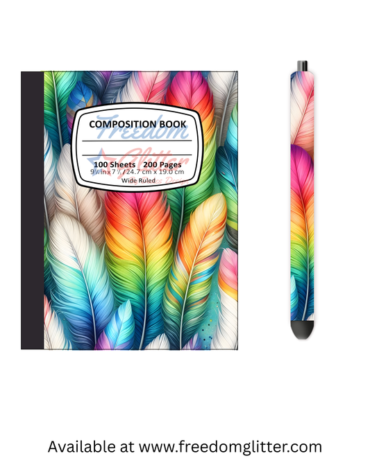 Rainbow Feathers 6 Notebook Cover
