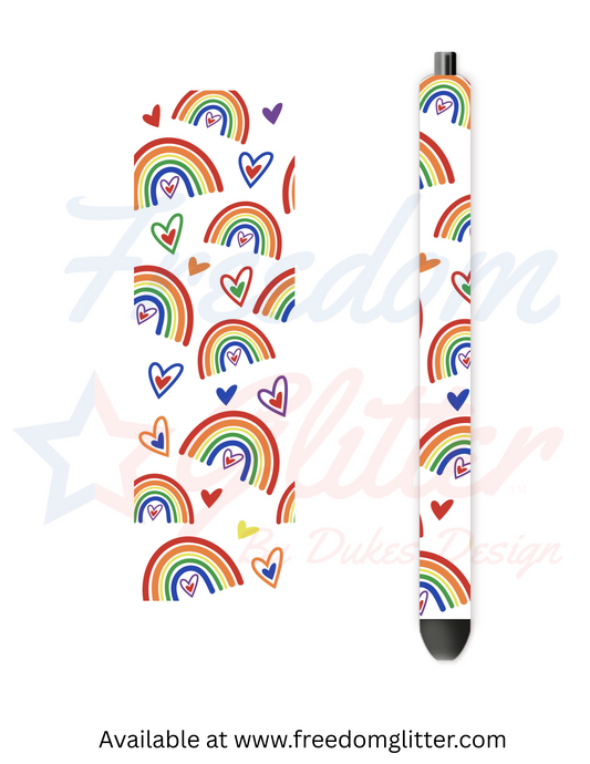 Rainbow Pride Heart Pen Wrap (Vinyl)