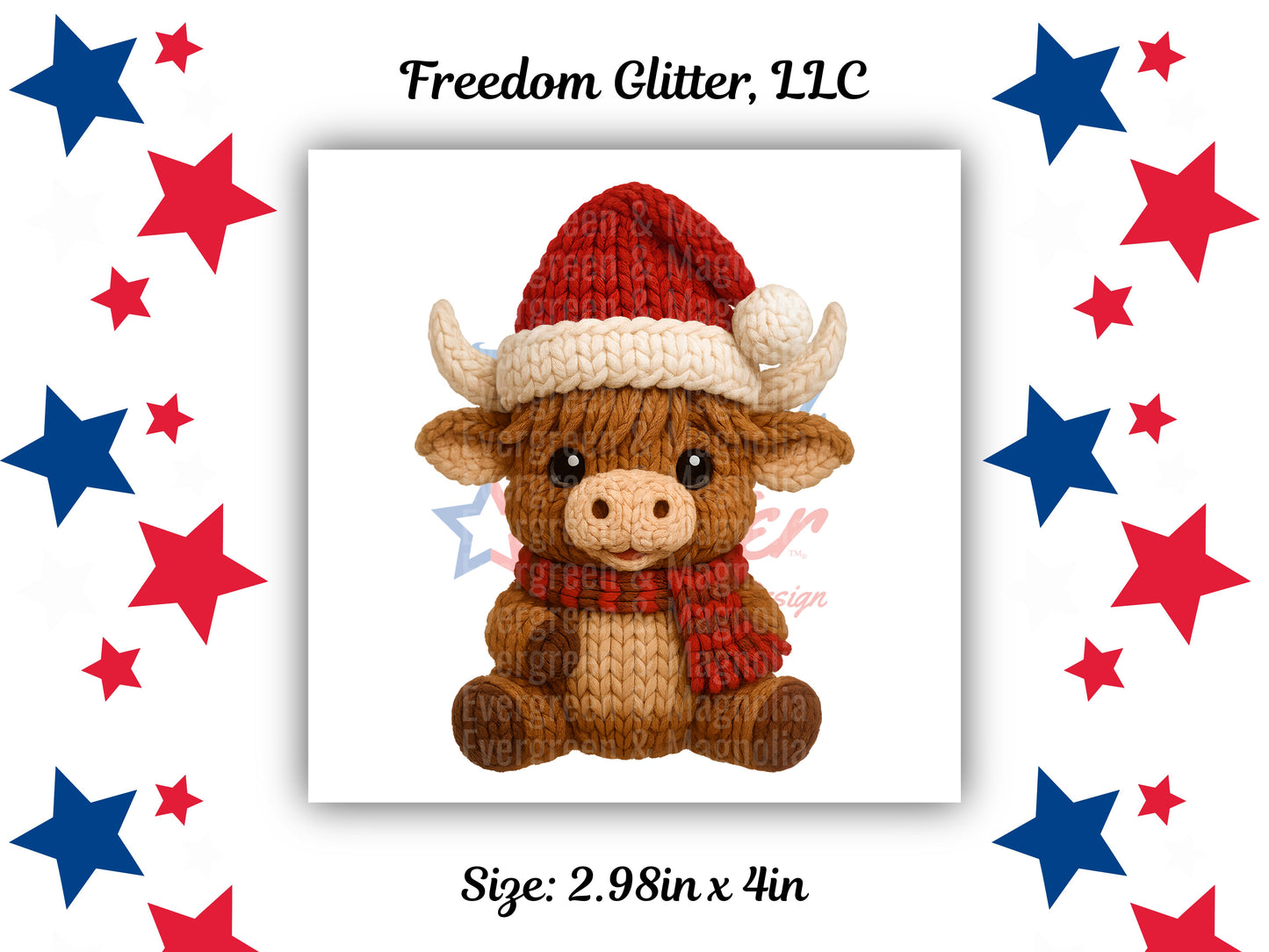 Red Crochet Highland Cow (UVDTF)