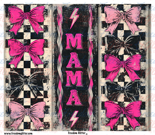 Retro Pink Bows Mama (Printed Vinyl)
