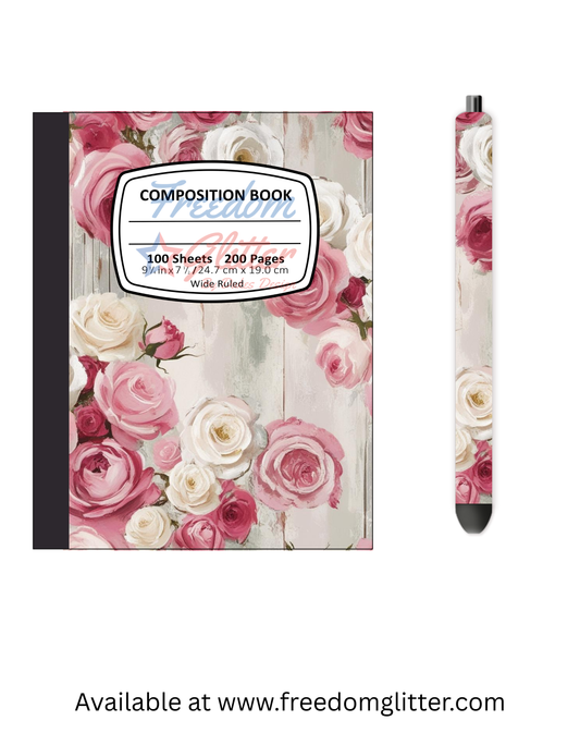 Rustic Pink Floral Notebook Cover
