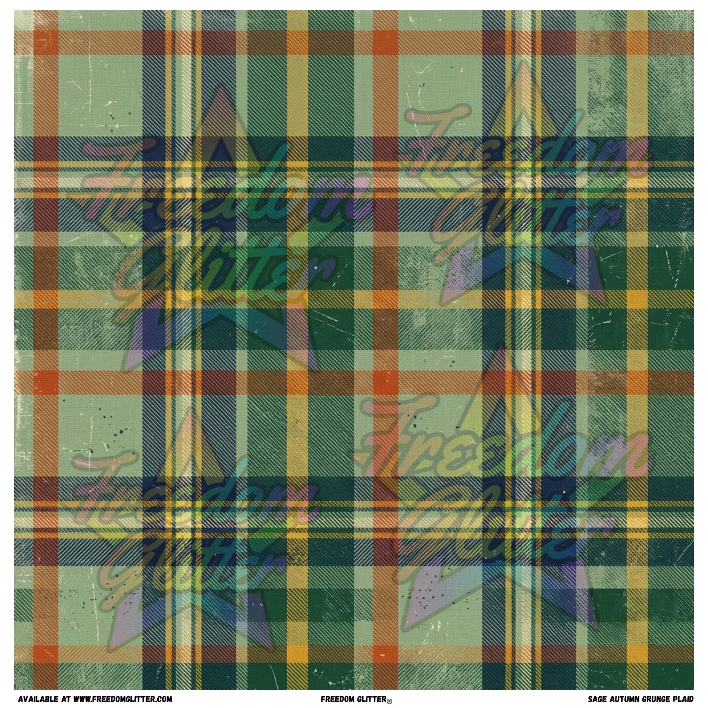 Sage Autumn Grunge Plaid (Printed Vinyl)