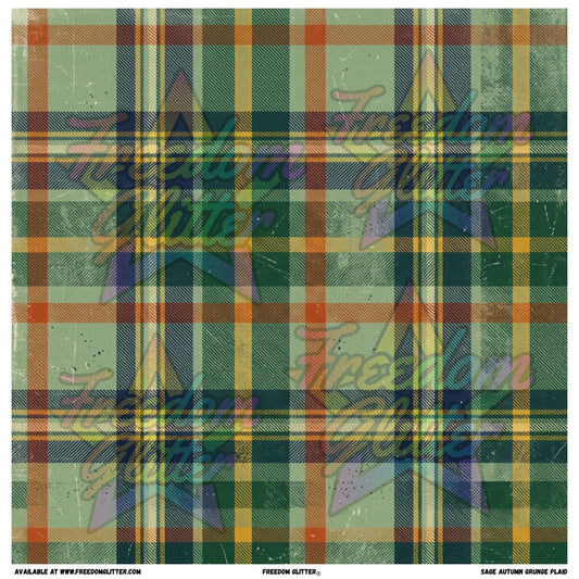 Sage Autumn Grunge Plaid (Printed Vinyl)