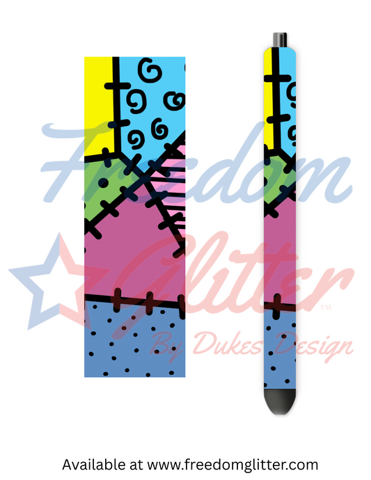 Sally Patchwork Pen Wrap (Vinyl)