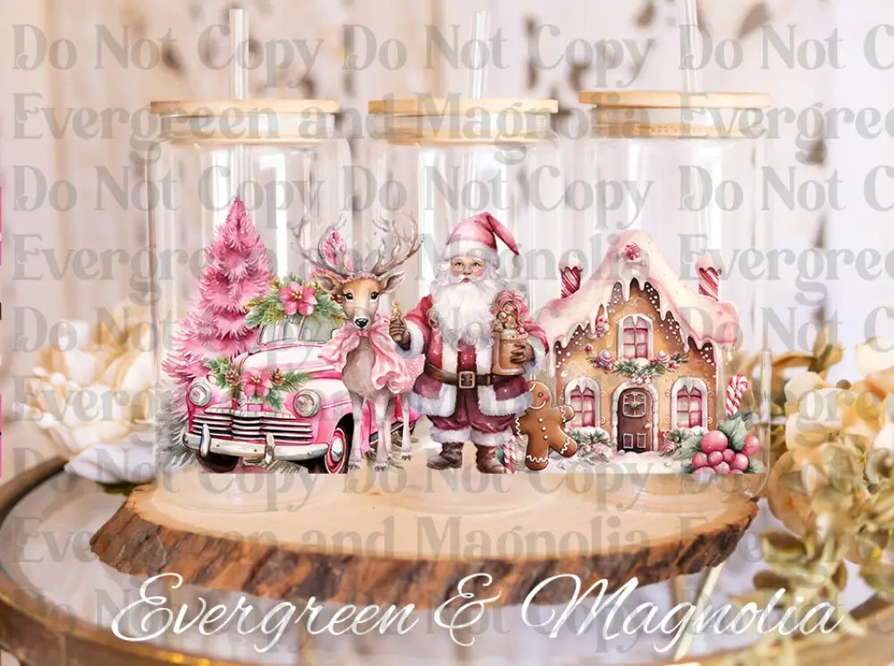 Santa claus reindeer Christmas-Snowman Christmas-animal Christmas-Cartoon Christmas-Christmas Tree-Christmas Truck-Pink Christmas-Top
