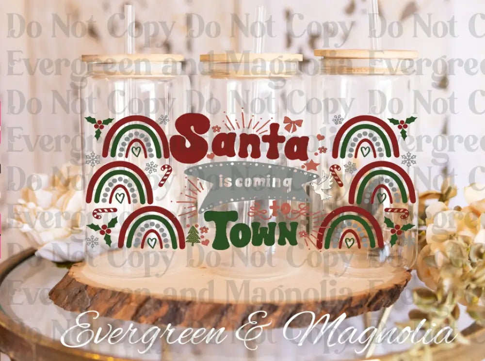 Santa coming to town rainbows