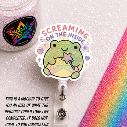 Sarcastic - Screaming on the Inside 2" Badge Reel Acrylic Blank