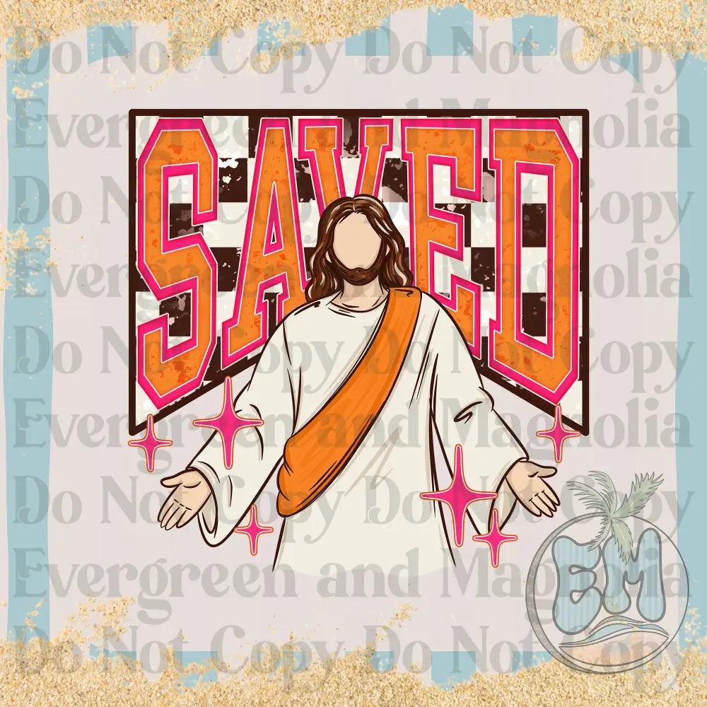 Saved pink orange Jesus