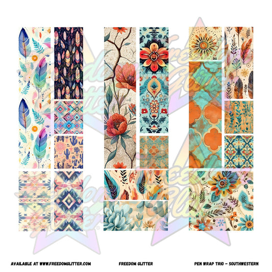 Pen Wrap Patchwork Trio - Southwesten (Printed Vinyl)