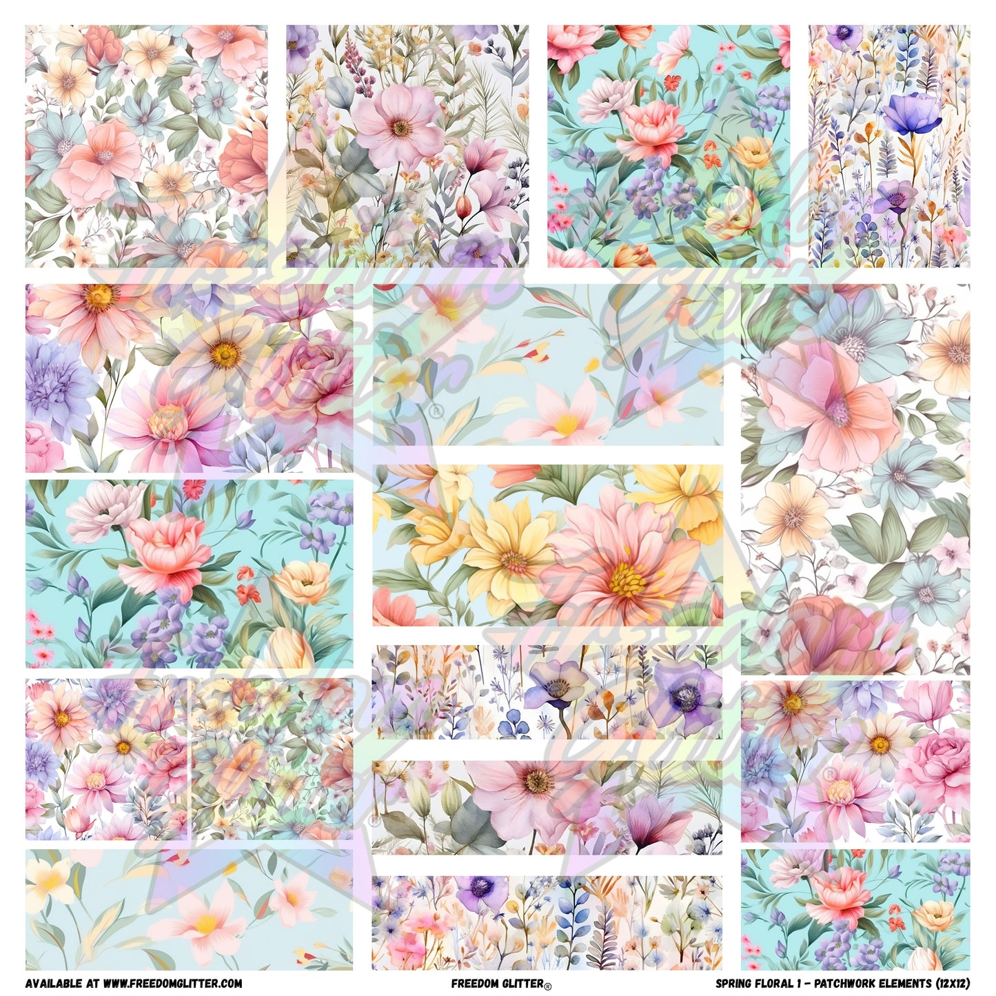 Patchwork Elements - Spring Floral 1 (Printed Vinyl)