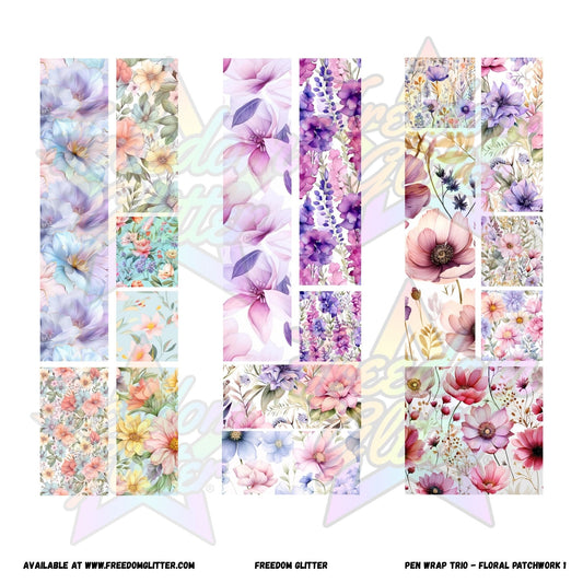 Pen Wrap Patchwork Trio - Spring Floral (Printed Vinyl)