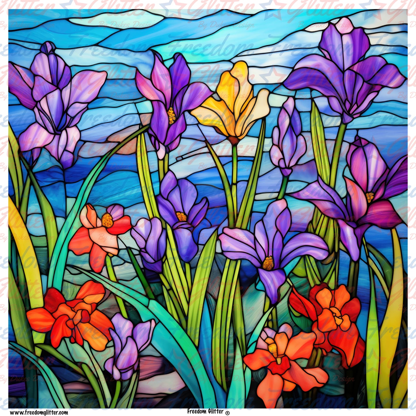 Stained Glass Flowers 4 (Printed Vinyl)