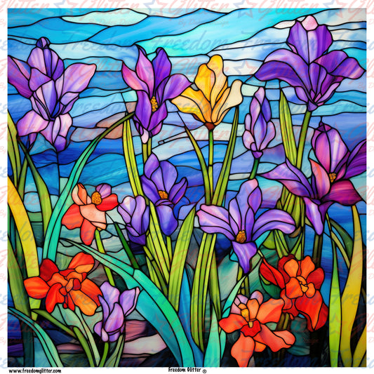Stained Glass Flowers 4 (Printed Vinyl)