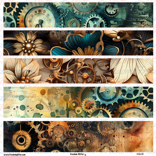 Steampunk 1 2-2.5in Rectangles (Printed Vinyl)
