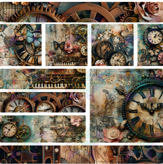 Mixed Image Sheet - Steampunk Clocks & Butterflies (Printed Vinyl)