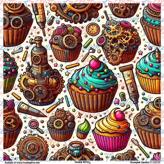 Steampunk Cupcakes 3 (Printed Vinyl)