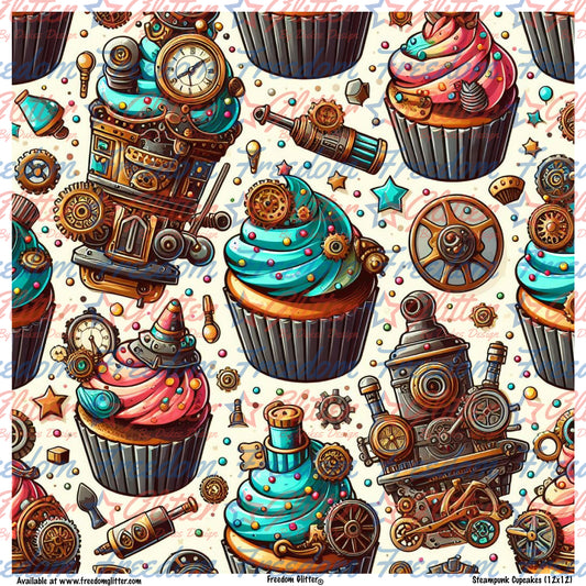Steampunk Cupcakes 1 (Printed Vinyl)