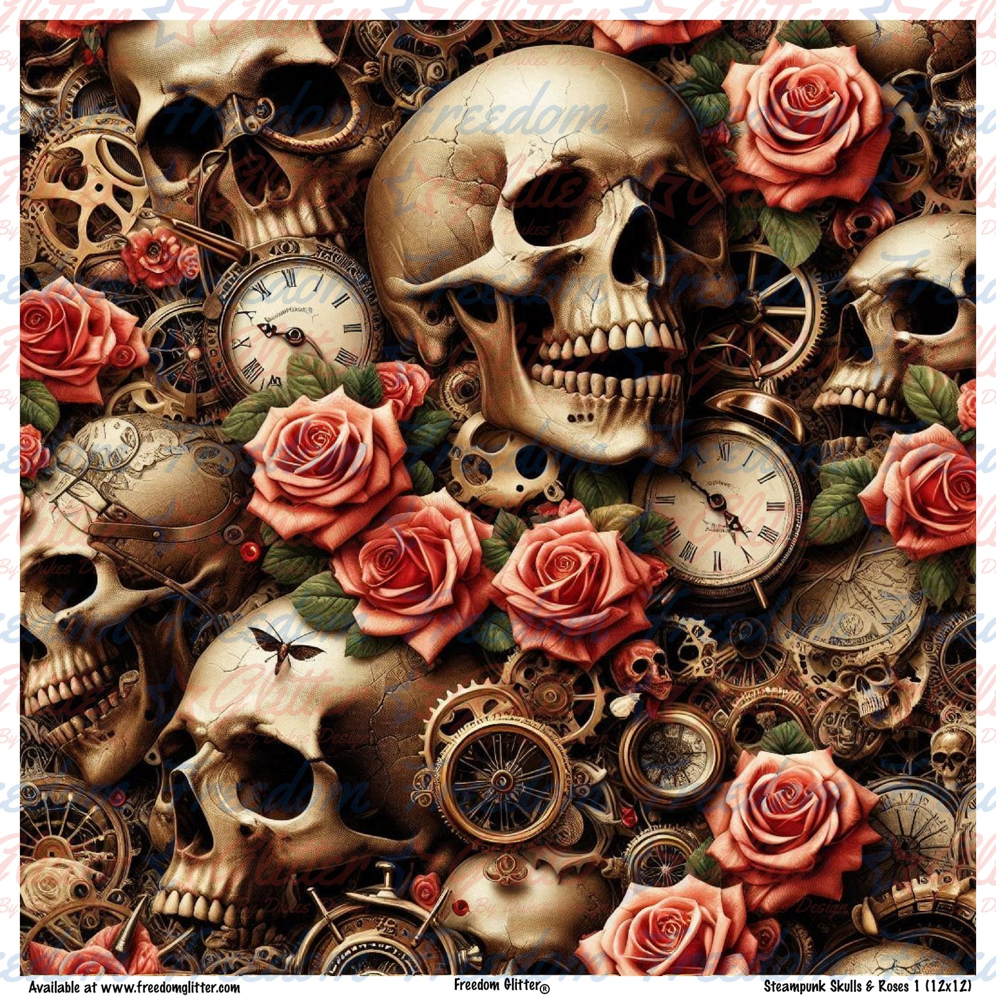 Steampunk Skulls & Roses 1 (Printed Vinyl)