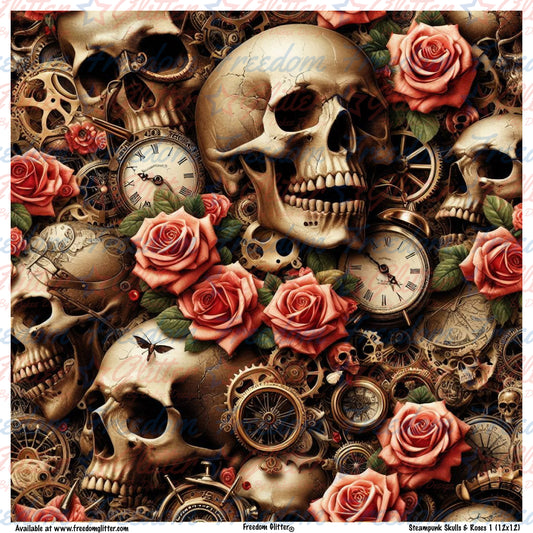 Steampunk Skulls & Roses 1 (Printed Vinyl)