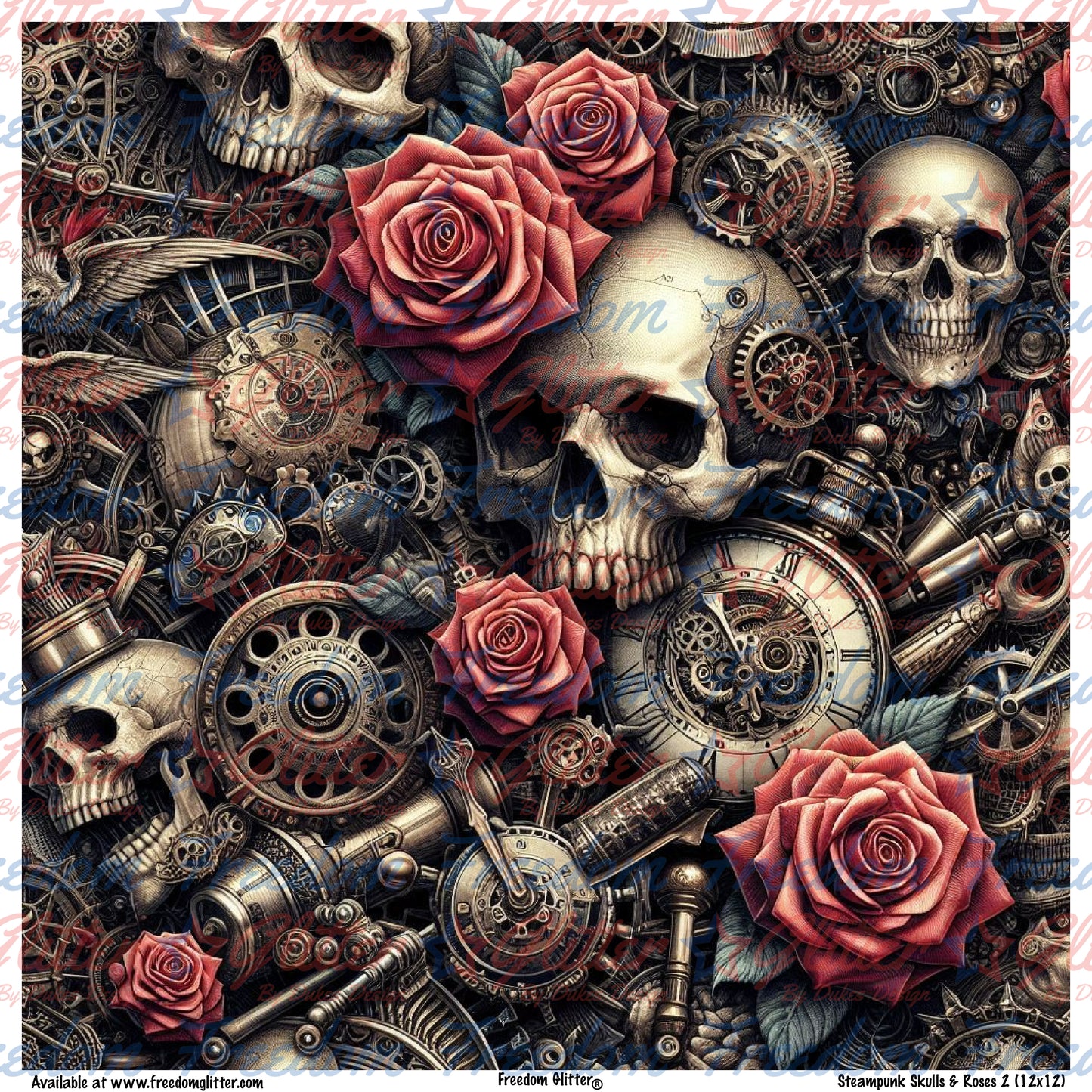 Steampunk Skulls & Roses 2 (Printed Vinyl)