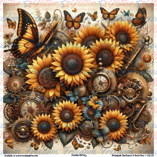 Steampunk Sunflowers & Butterflies 1 (Printed Vinyl)