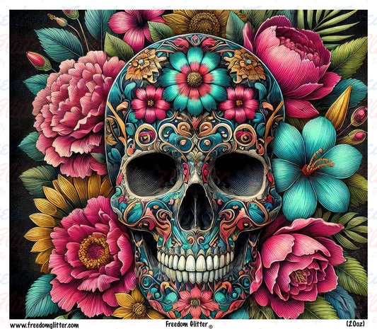 Sugar Skull & Flowers (Printed Vinyl)