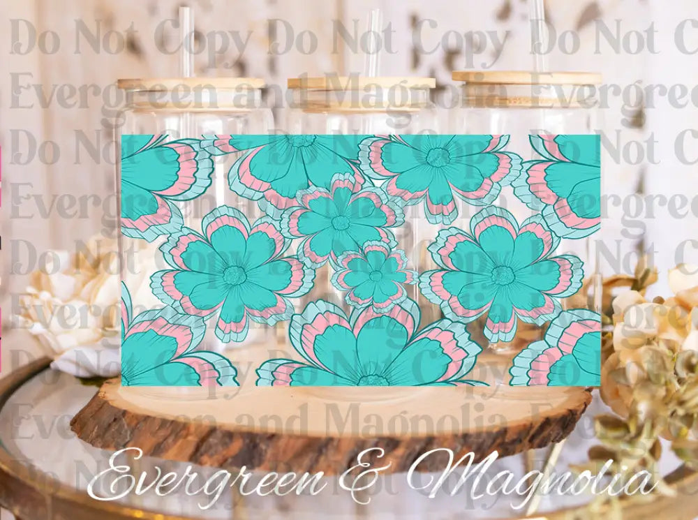 Summer floral pattern blue
