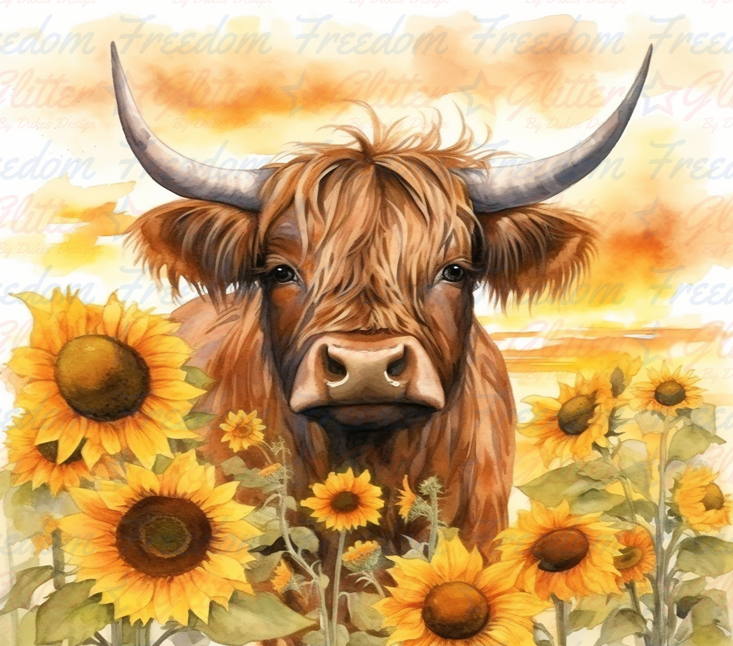 Sunflower Highland Cow (Printed Vinyl)