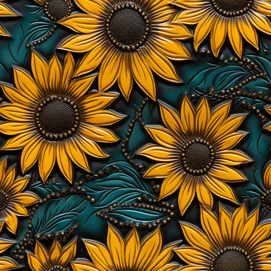 Sunflower Tooled Leather 2 (Printed Vinyl)