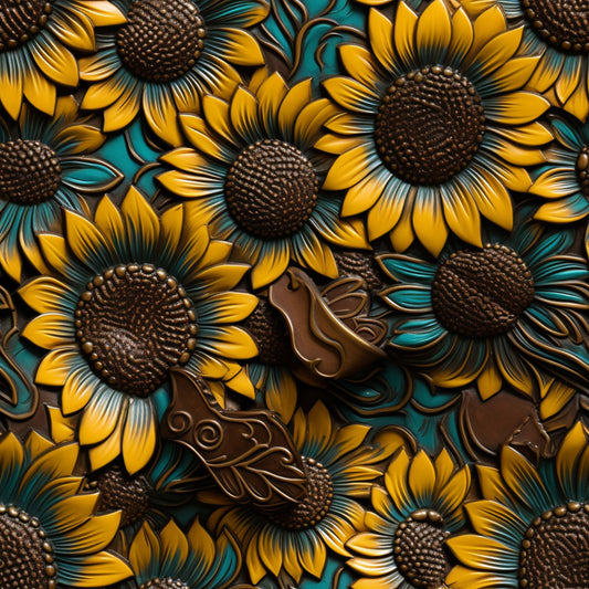 Sunflower Tooled Leather 4 (Printed Vinyl)