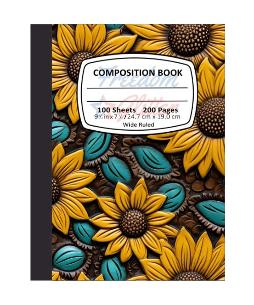 Sunflower Tooled Leather 5 Notebook Cover