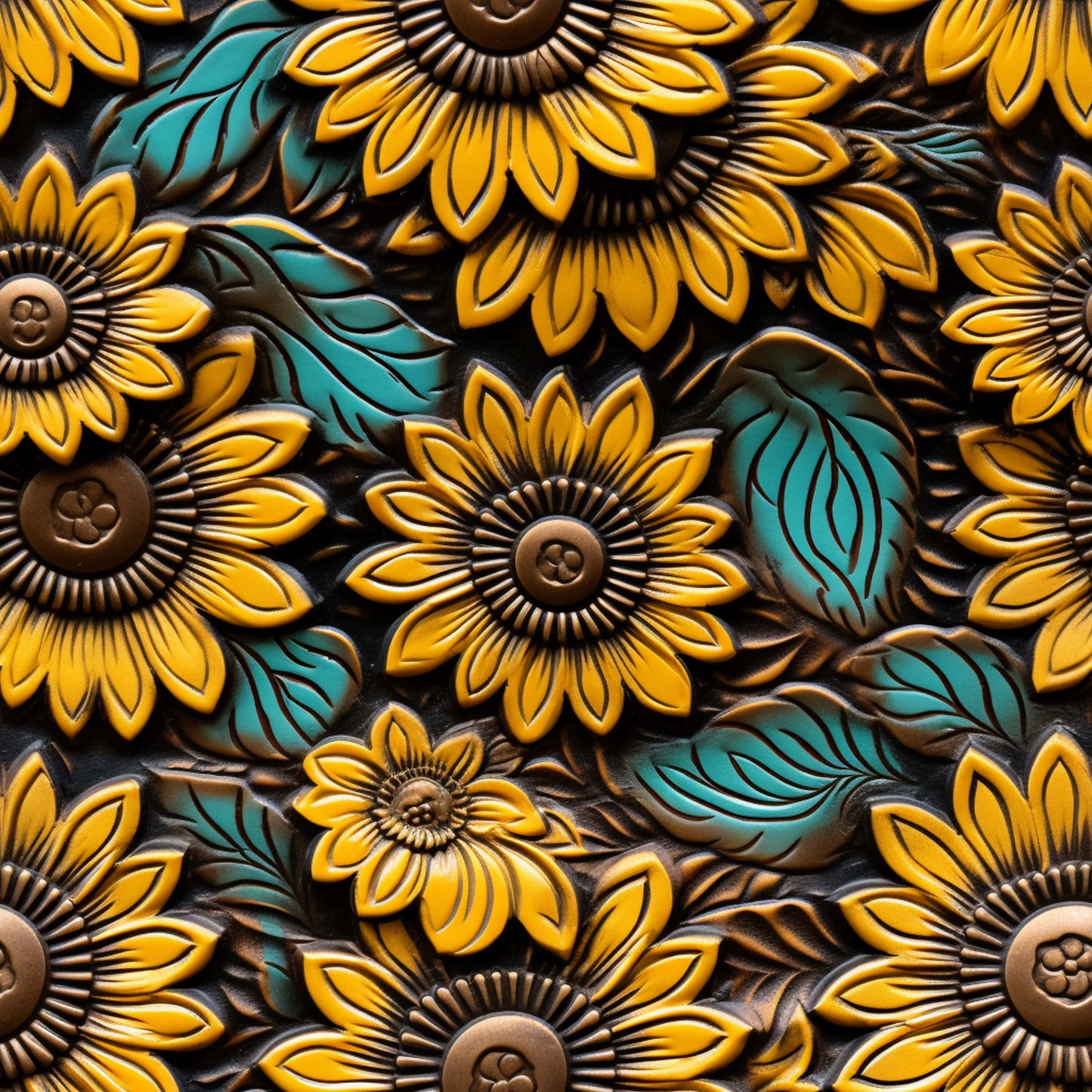 Sunflower Tooled Leather 1 (Printed Vinyl)