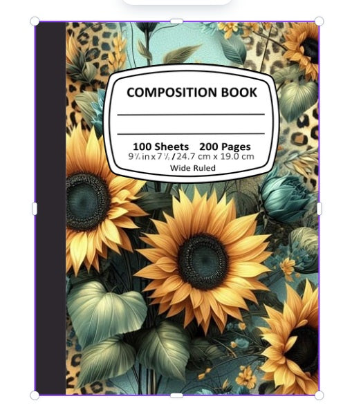 Sunflower & Leopard Print 8 Notebook Cover