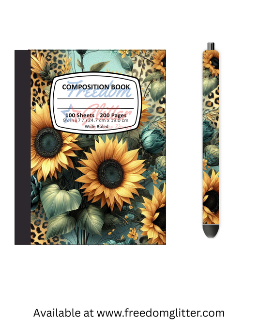 Sunflower & Leopard Print 8 Notebook Cover
