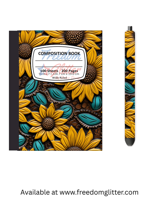 Sunflower Tooled Leather 5 Notebook Cover