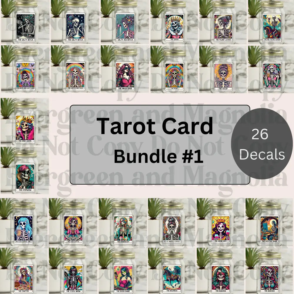 Skelly Tarot Card Bundles 4" Decals
