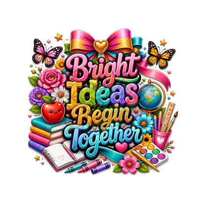 Teacher - Bright Ideas Begin Together 2" Badge Reel Acrylic Blank