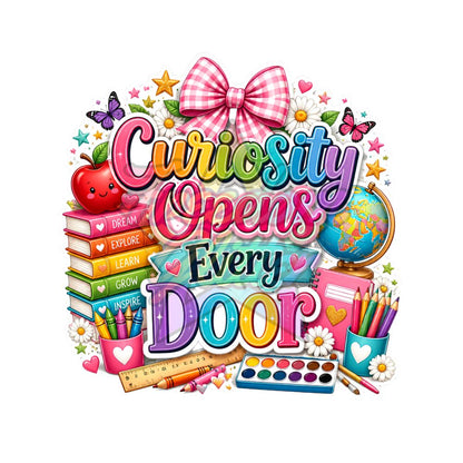 Teacher - Curiosity Opens Every Door 2" Badge Reel Acrylic Blank