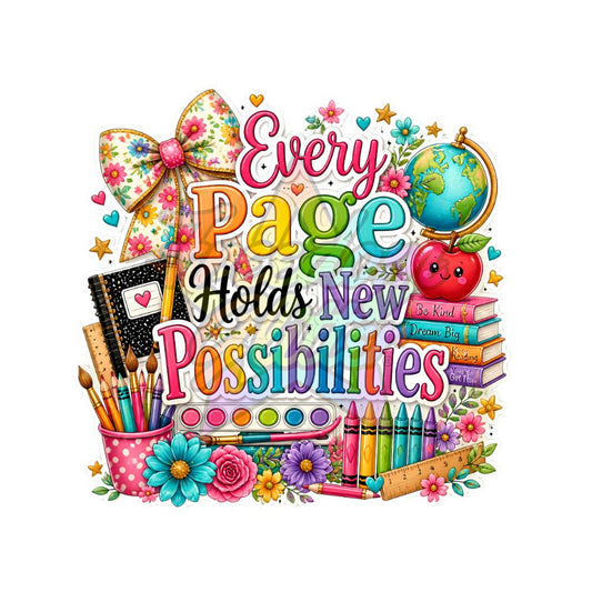 Teacher - Every Page Holds New Possibilities 2" Badge Reel Acrylic Blank