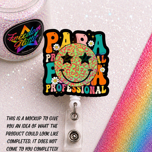 Teacher - Groovy Parapro 2 2" Badge Reel Acrylic Blank