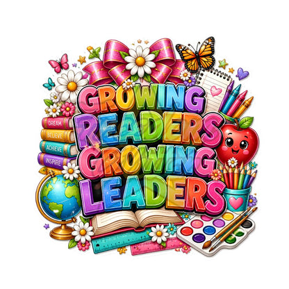 Teacher - Growing Readers Growing Leaders 2" Badge Reel Acrylic Blank