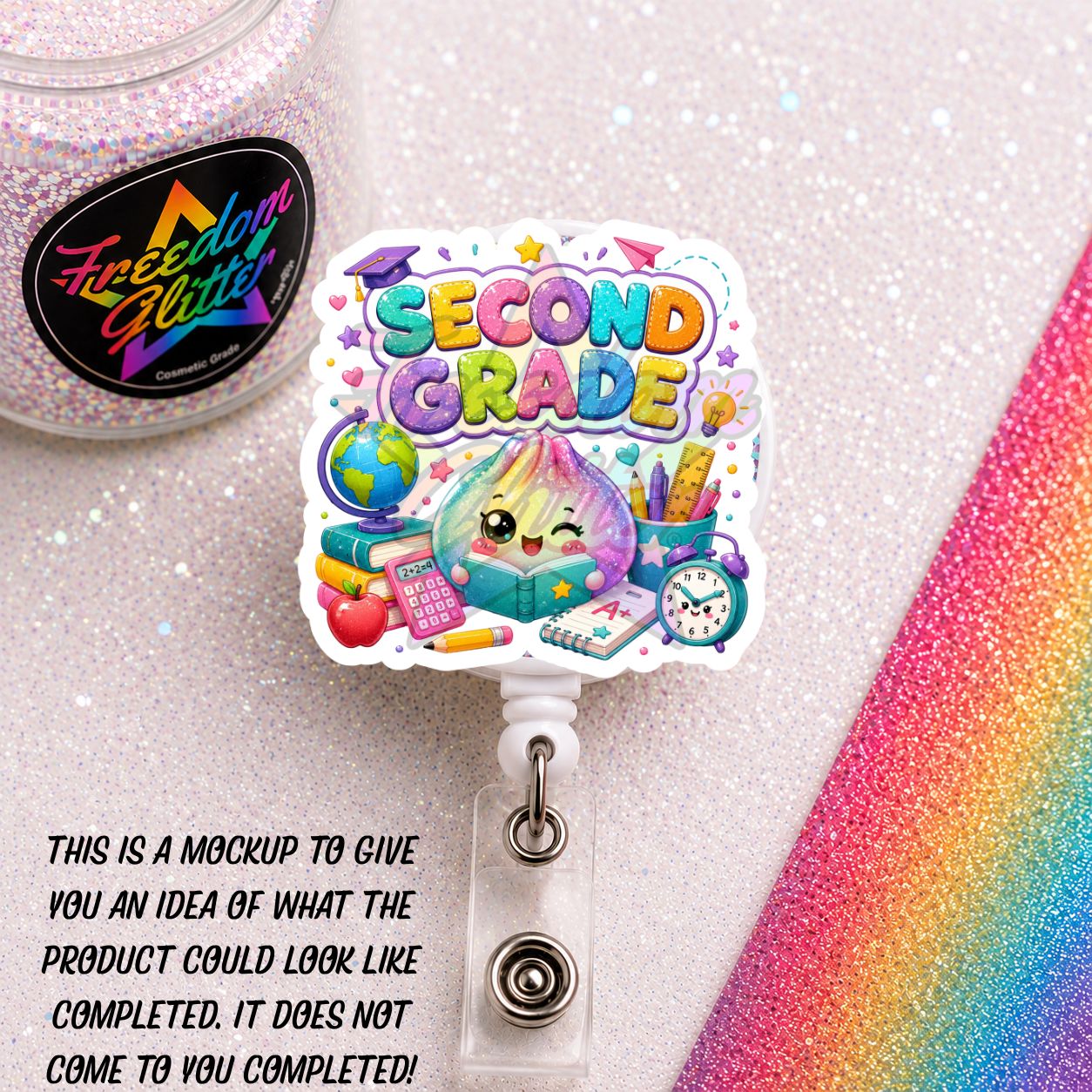 Teacher - Second Grade Dumpling 2" Badge Reel Acrylic Blank