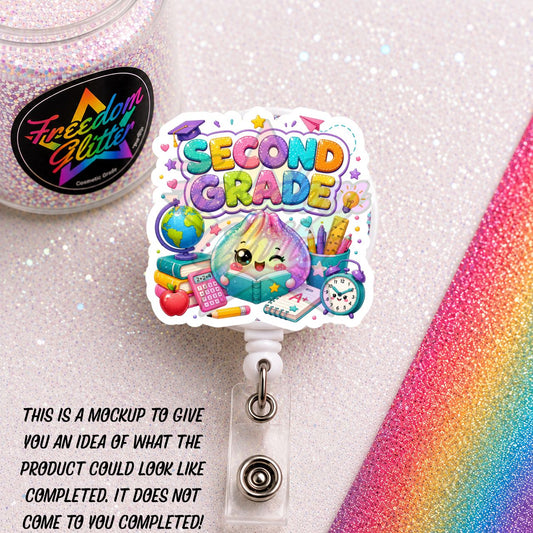 Teacher - Second Grade Dumpling 2" Badge Reel Acrylic Blank