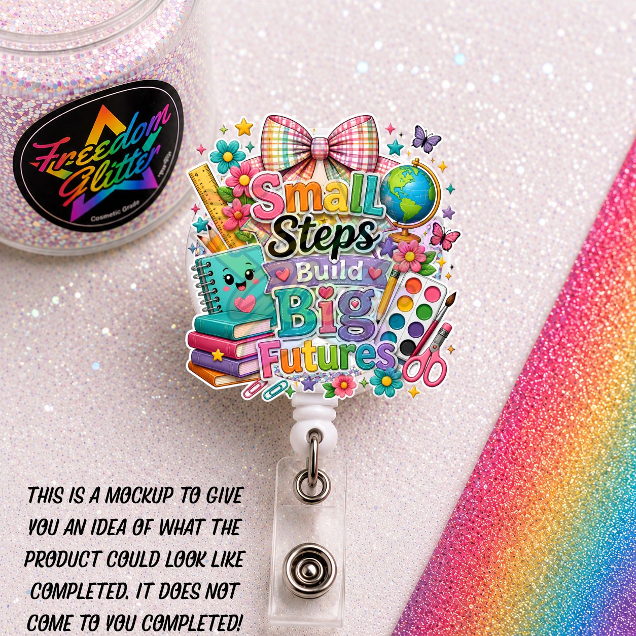 Teacher - Small Steps Build Big Futures 2" Badge Reel Acrylic Blank