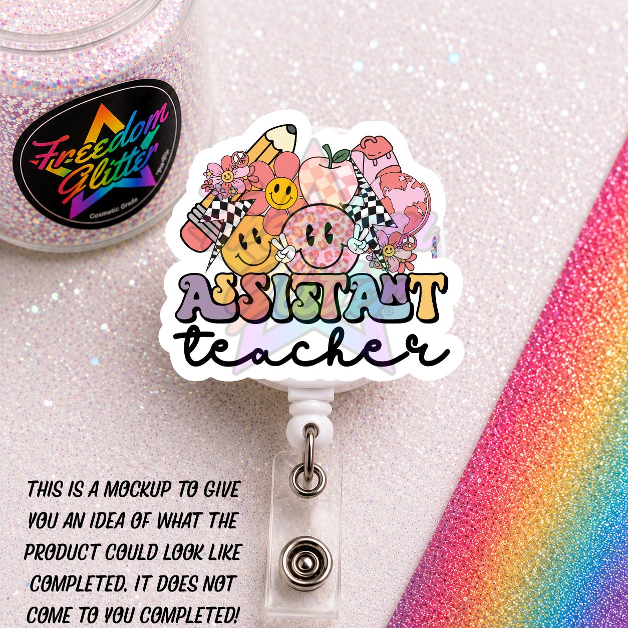 Teacher Assistant - Teacher Assistant 6 2" Badge Reel Acrylic Blank