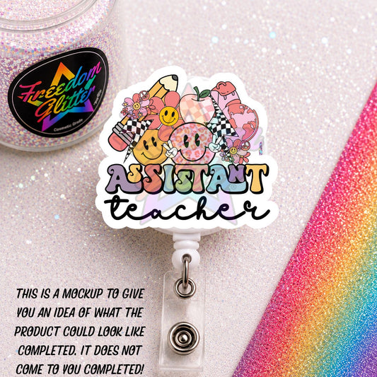 Teacher Assistant - Teacher Assistant 6 2" Badge Reel Acrylic Blank