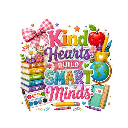 Teacher - Kind Hearts Build Smart Minds 2" Badge Reel Acrylic Blank