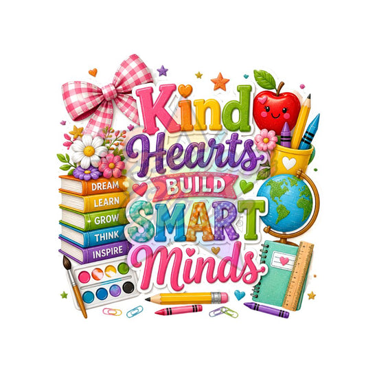 Teacher - Kind Hearts Build Smart Minds 2" Badge Reel Acrylic Blank